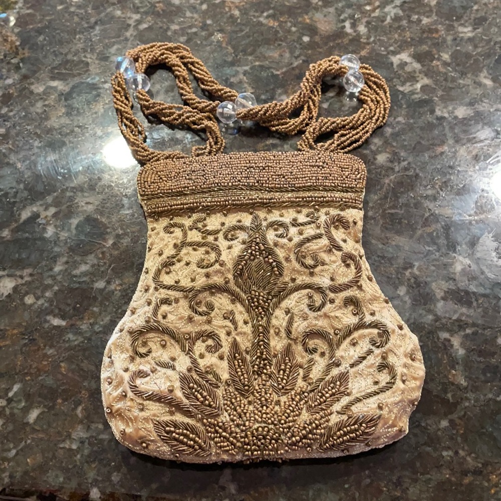 Gold Beaded Evening Clutch